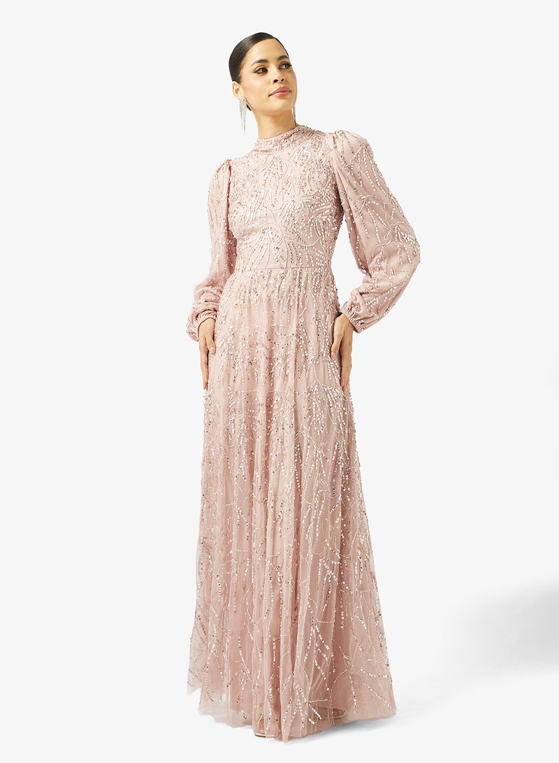 MARYISA Embellished Balloon Sleeve Maxi Dress - Image 1